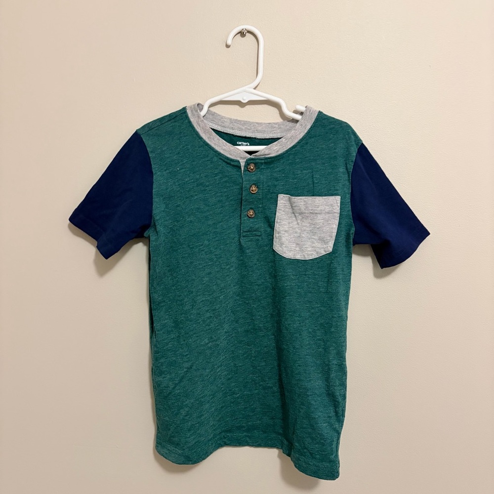 Carter's Teal and Navy Short Sleeve Henley